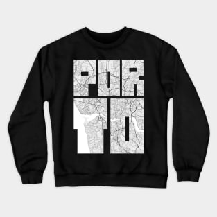 Porto, Portugal City Map Typography - Light Crewneck Sweatshirt